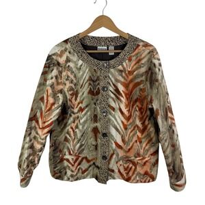 Chicos Animal Print Jacket Size 3 XL Boho Maximalist Chic‎ Layering Bold Unique